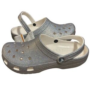 NWT Crocs men’s Classic Glitter II 2 clog silver sparkle size 12 slip on clogs